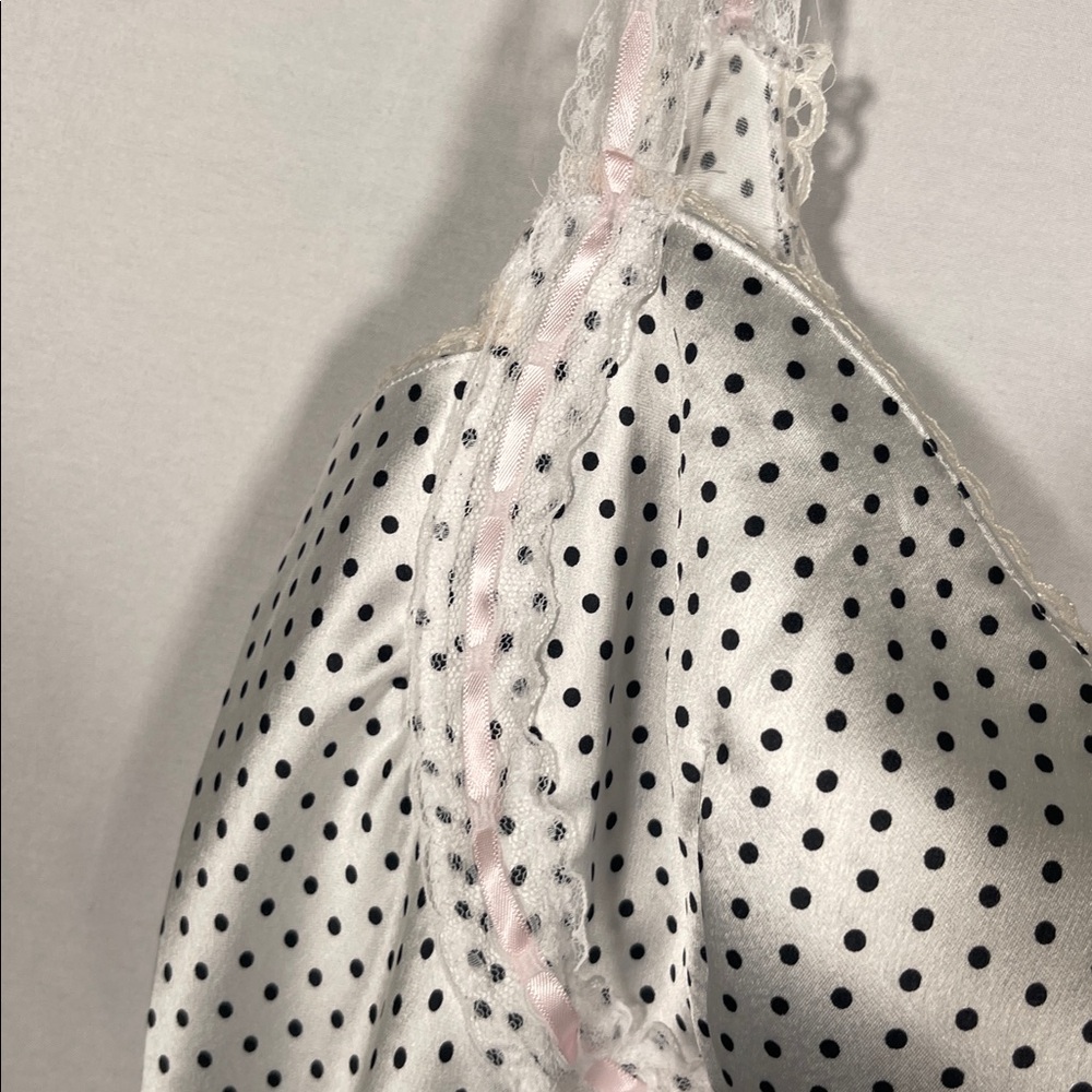 PINK BY FRANKIES BIKINIS SCOUT CREPE MINI DRESS BLACK WHITE POLKA DOT LARGE - Picture 4 of 9